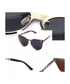 UV400 Fashion Retro Oversized Unisex Women Men Rimless Sunglasses With Chain - Style a 5 - CZ18ERLNYAM $11.60 Oval