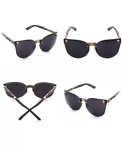 UV400 Fashion Retro Oversized Unisex Women Men Rimless Sunglasses With Chain - Style a 5 - CZ18ERLNYAM $11.60 Oval