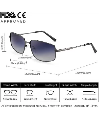 Polarized Sunglasses UV Protection Rectanglar Metal frame for Men Women Fishing Driving - Gunmetal/Grey - CM18A2GRSK6 $9.61 R...