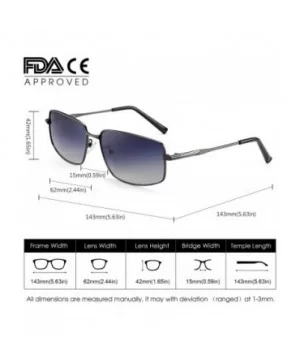 Polarized Sunglasses UV Protection Rectanglar Metal frame for Men Women Fishing Driving - Gunmetal/Grey - CM18A2GRSK6 $9.61 R...