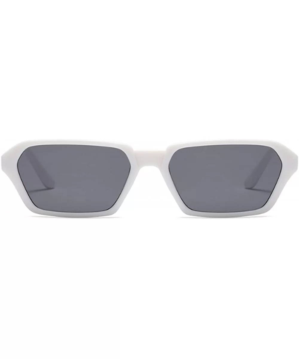 Vintage Rectangle Sunglasses Small Frame Women Square Fashion Eyewear - White Gray - CL18DW0QUQO $6.21 Oval