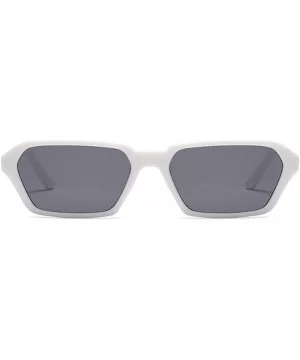 Vintage Rectangle Sunglasses Small Frame Women Square Fashion Eyewear - White Gray - CL18DW0QUQO $6.21 Oval