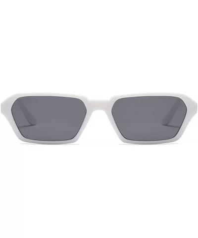 Vintage Rectangle Sunglasses Small Frame Women Square Fashion Eyewear - White Gray - CL18DW0QUQO $6.21 Oval