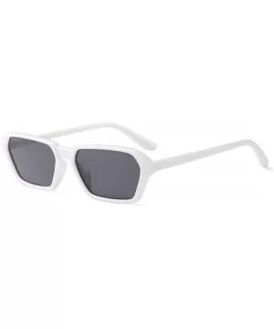 Vintage Rectangle Sunglasses Small Frame Women Square Fashion Eyewear - White Gray - CL18DW0QUQO $6.21 Oval