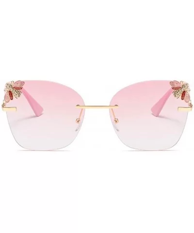 Bee Rimless Sunglasses Men Women Square Shades Sun Glasses - C2 Pink - CD18Y7E8RX4 $20.71 Rectangular