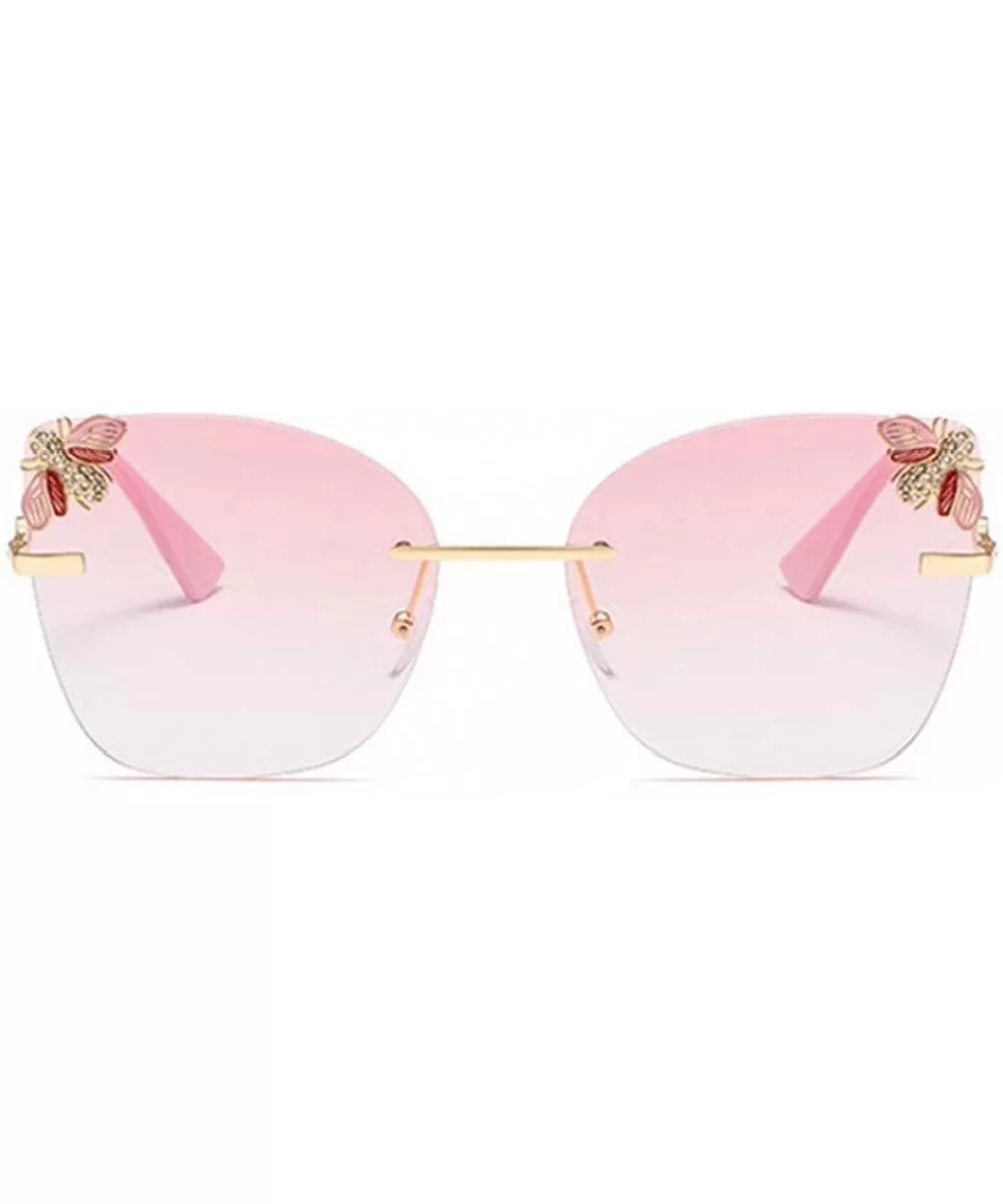 Bee Rimless Sunglasses Men Women Square Shades Sun Glasses - C2 Pink - CD18Y7E8RX4 $20.71 Rectangular