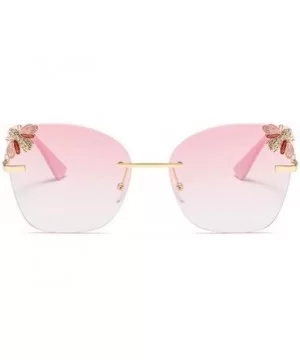 Bee Rimless Sunglasses Men Women Square Shades Sun Glasses - C2 Pink - CD18Y7E8RX4 $20.71 Rectangular