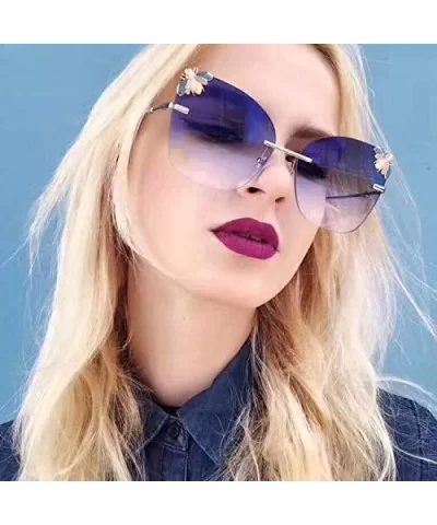 Bee Rimless Sunglasses Men Women Square Shades Sun Glasses - C2 Pink - CD18Y7E8RX4 $20.71 Rectangular