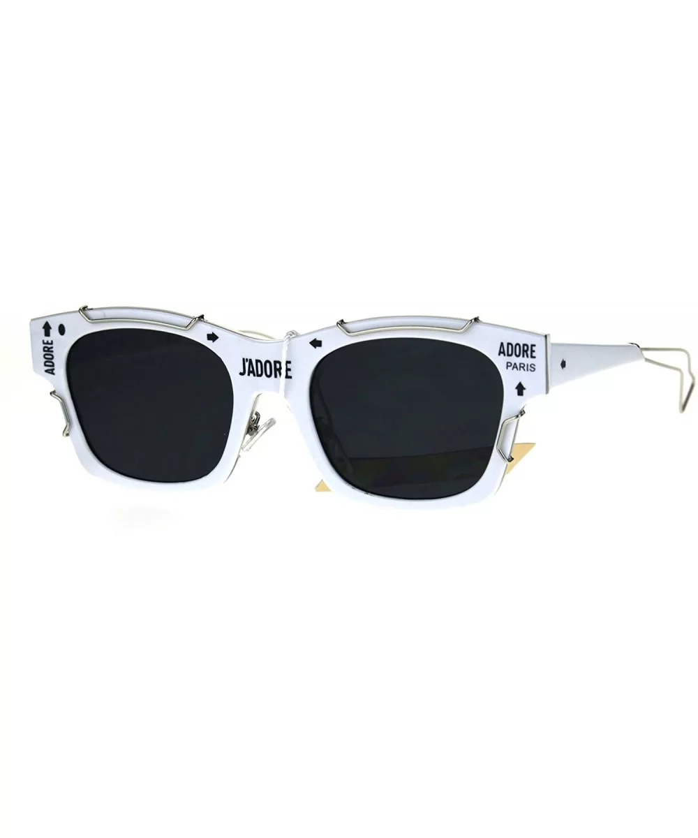 Womens Boyfriend Horned Sport Vintage Plastic Sunglasses - White Silver - C5186H5AD8D $8.69 Rectangular