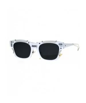 Womens Boyfriend Horned Sport Vintage Plastic Sunglasses - White Silver - C5186H5AD8D $8.69 Rectangular