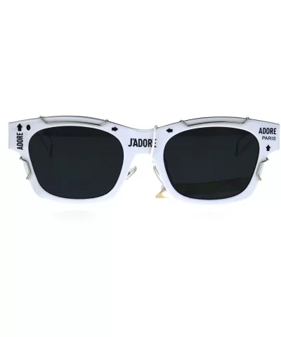 Womens Boyfriend Horned Sport Vintage Plastic Sunglasses - White Silver - C5186H5AD8D $8.69 Rectangular