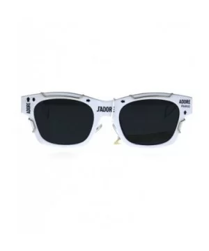 Womens Boyfriend Horned Sport Vintage Plastic Sunglasses - White Silver - C5186H5AD8D $8.69 Rectangular