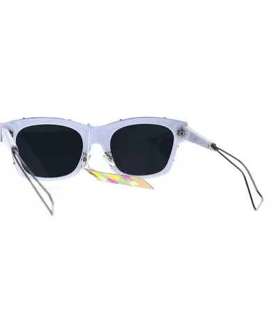 Womens Boyfriend Horned Sport Vintage Plastic Sunglasses - White Silver - C5186H5AD8D $8.69 Rectangular