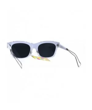 Womens Boyfriend Horned Sport Vintage Plastic Sunglasses - White Silver - C5186H5AD8D $8.69 Rectangular