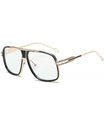 European and American fashion new men's trend sunglasses ladies retro sunglasses - Gold Frame Flat - C3190MXMYTQ $34.17 Oval