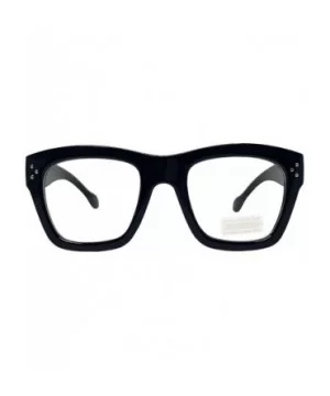 Vintage Inspired Geek Oversized Square Thick Horn Rimmed Eyeglasses Clear Lens - Black 00013 - CI18AMY8595 $9.97 Oval