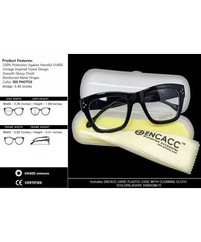 Vintage Inspired Geek Oversized Square Thick Horn Rimmed Eyeglasses Clear Lens - Black 00013 - CI18AMY8595 $9.97 Oval