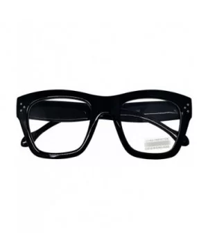 Vintage Inspired Geek Oversized Square Thick Horn Rimmed Eyeglasses Clear Lens - Black 00013 - CI18AMY8595 $9.97 Oval