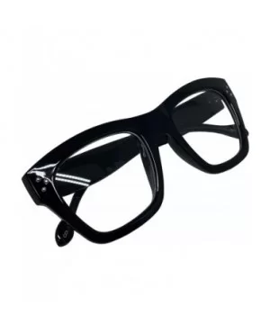 Vintage Inspired Geek Oversized Square Thick Horn Rimmed Eyeglasses Clear Lens - Black 00013 - CI18AMY8595 $9.97 Oval