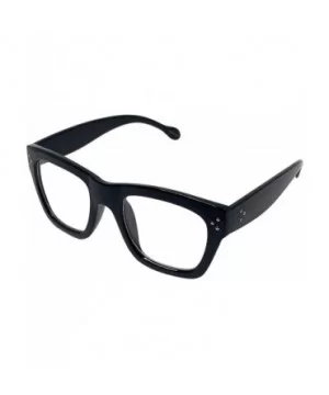 Vintage Inspired Geek Oversized Square Thick Horn Rimmed Eyeglasses Clear Lens - Black 00013 - CI18AMY8595 $9.97 Oval