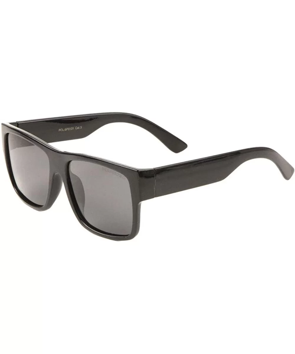 Polarized Classic Square Frame Sunglasses - Black Glossy - CR190WEALIX $16.34 Square