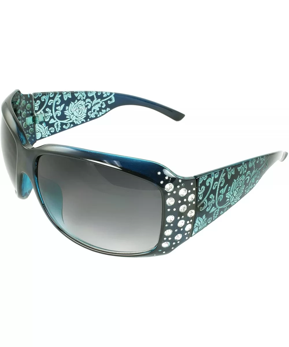 Vintage Shield Lens Fashion Sunglasses Rhinestone Edition (Not Fit-overs) - Blue - CQ11CB14153 $8.41 Square