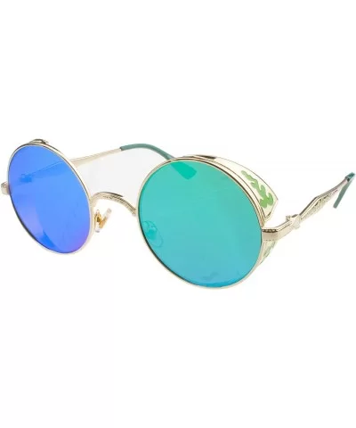 Hippie Retro Vintage Round Sunglasses for women men Metal Frame Shades Gold - CZ11LIT35N3 $8.62 Round