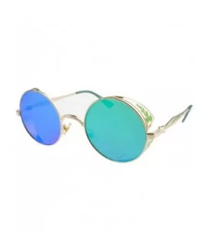 Hippie Retro Vintage Round Sunglasses for women men Metal Frame Shades Gold - CZ11LIT35N3 $8.62 Round