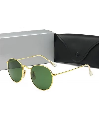 Adult HD Driving Sunglasses- Retro Round Fashion Sunglasses (Color Gold Frame/Dark Green) - CV1997M79RR $37.70 Round