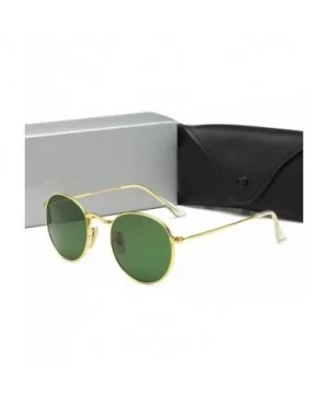 Adult HD Driving Sunglasses- Retro Round Fashion Sunglasses (Color Gold Frame/Dark Green) - CV1997M79RR $37.70 Round