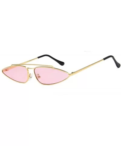 Sunglasses Fashion Metal Small Frame Teardrop Shaped Cat Eye UV400 Mirror Sun 3 - 3 - CH18YKUORLG $5.51 Oversized