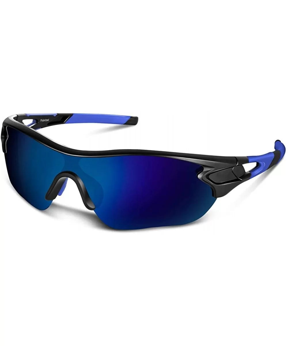 Polarized Sunglasses Baseball Cycling Motorcycle - Black Blue - CC18HHWWU3Q $15.54 Wrap