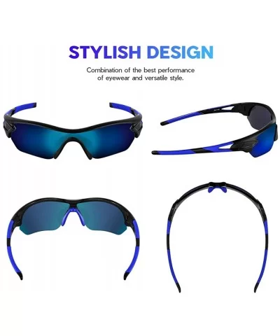 Polarized Sunglasses Baseball Cycling Motorcycle - Black Blue - CC18HHWWU3Q $15.54 Wrap