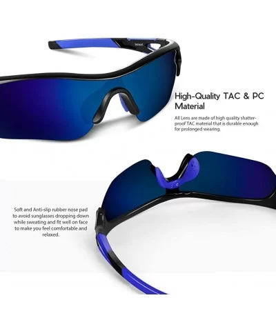 Polarized Sunglasses Baseball Cycling Motorcycle - Black Blue - CC18HHWWU3Q $15.54 Wrap