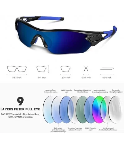 Polarized Sunglasses Baseball Cycling Motorcycle - Black Blue - CC18HHWWU3Q $15.54 Wrap