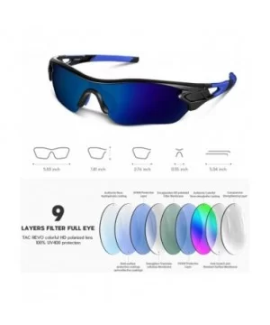 Polarized Sunglasses Baseball Cycling Motorcycle - Black Blue - CC18HHWWU3Q $15.54 Wrap