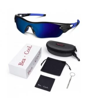 Polarized Sunglasses Baseball Cycling Motorcycle - Black Blue - CC18HHWWU3Q $15.54 Wrap