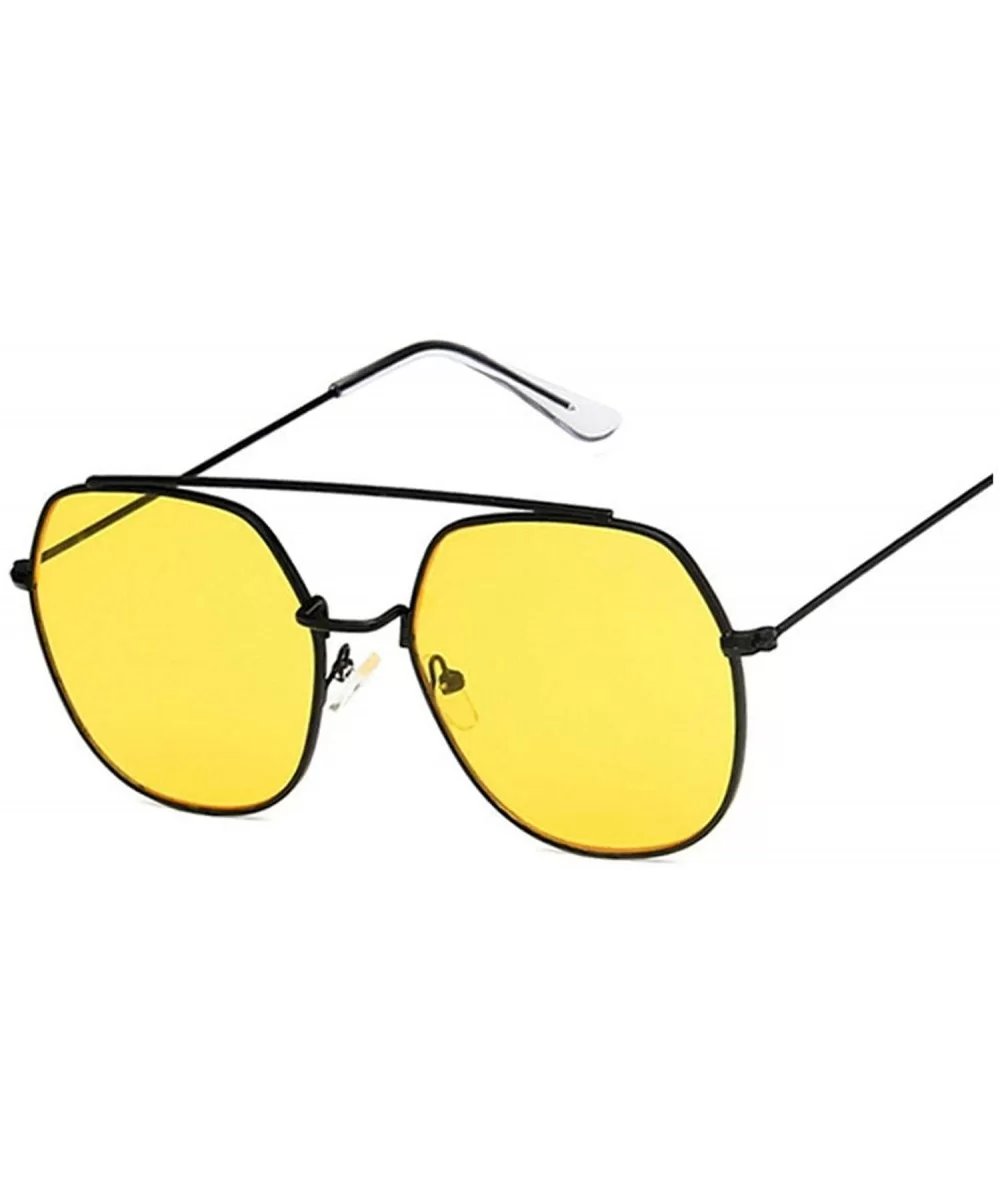 Retro Round Sunglasses Women Luxury Mirror Sun Glasses Vintage Lunette De Soleil Femme - Blackyellow - CZ197Y6A7NA $17.38 Oval