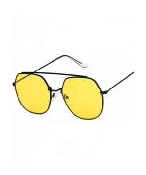 Retro Round Sunglasses Women Luxury Mirror Sun Glasses Vintage Lunette De Soleil Femme - Blackyellow - CZ197Y6A7NA $17.38 Oval