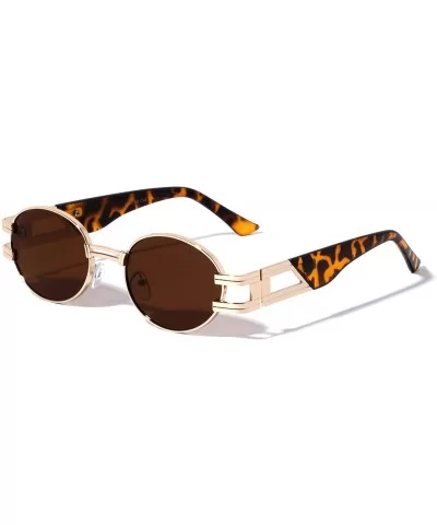 Oval Metal Cut Out Fashion Sunglasses - Brown - CL196MRZCD0 $11.81 Oval