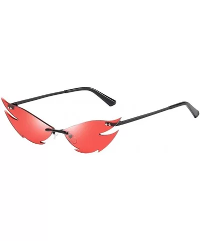 UV Protection Sunglasses for Women Men Rimless frame Cat-Eye Shaped Plastic Lens Metal Frame Sunglass - Red - CK190334S2C $8....