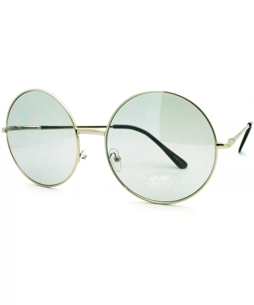 Oversized Round Circle Color Lens Sunglasses Metal Spring Hinge - Silver - CR11GL5YR81 $7.37 Oversized