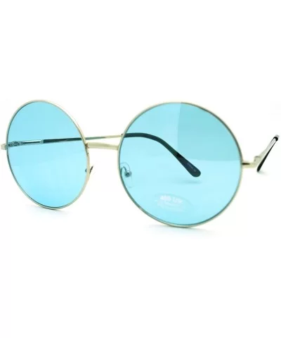 Oversized Round Circle Color Lens Sunglasses Metal Spring Hinge - Silver - CR11GL5YR81 $7.37 Oversized