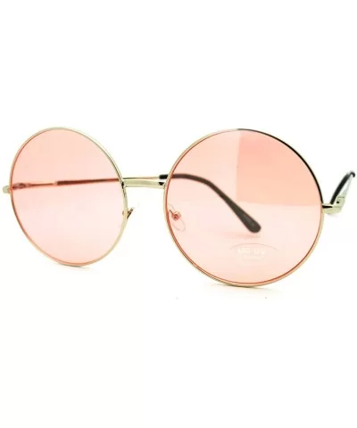 Oversized Round Circle Color Lens Sunglasses Metal Spring Hinge - Silver - CR11GL5YR81 $7.37 Oversized