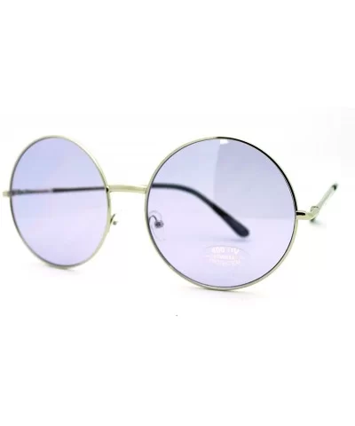 Oversized Round Circle Color Lens Sunglasses Metal Spring Hinge - Silver - CR11GL5YR81 $7.37 Oversized