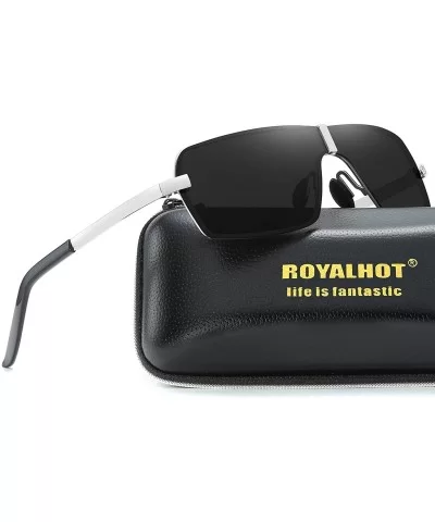 Men's Polarized Sunglasses for Driving Golf Fishing UV400 Protection Metal Frame 90079 - Silver - CQ18X9Y97NX $10.10 Rectangular