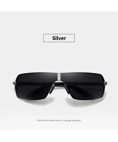 Men's Polarized Sunglasses for Driving Golf Fishing UV400 Protection Metal Frame 90079 - Silver - CQ18X9Y97NX $10.10 Rectangular