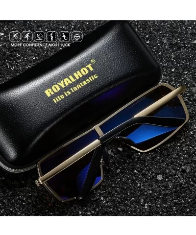 Men's Polarized Sunglasses for Driving Golf Fishing UV400 Protection Metal Frame 90079 - Silver - CQ18X9Y97NX $10.10 Rectangular