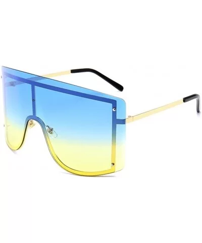 Sunglasses Women Frameless One Piece Lens Oversize Summer Windproof Goggles Huge Men Red Yellow Orange Uv400 - C8198O5Z4A8 $9...