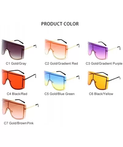 Sunglasses Women Frameless One Piece Lens Oversize Summer Windproof Goggles Huge Men Red Yellow Orange Uv400 - C8198O5Z4A8 $9...